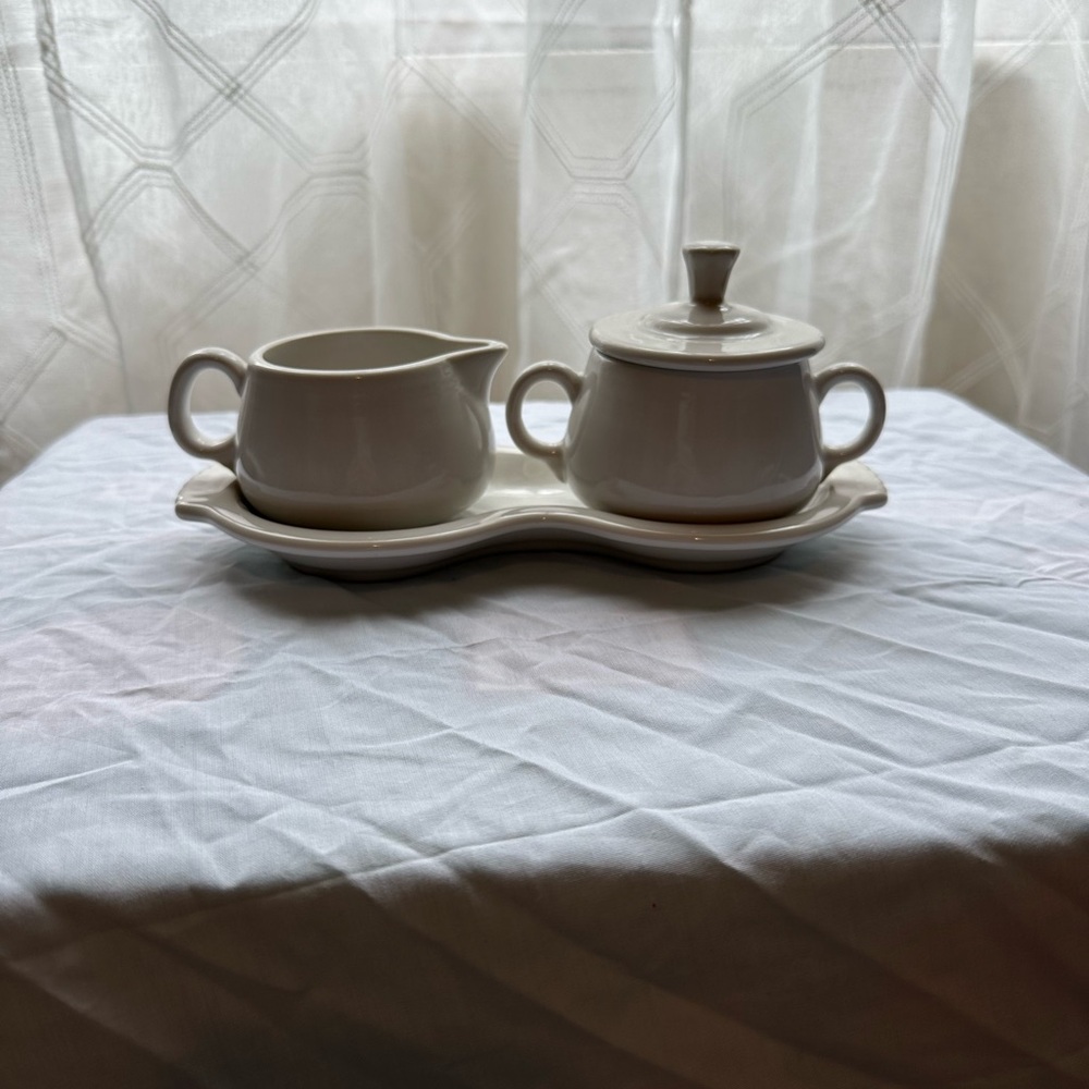 Fiesta White Creamer and Sugar Set
